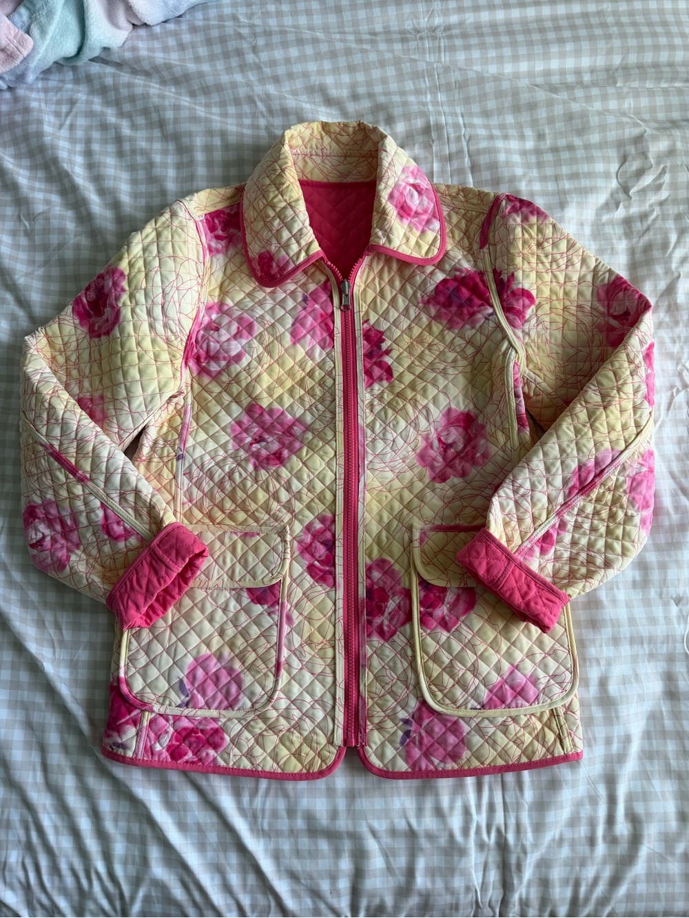 ESPIRIT Outerwear Floral Quilted Zip Up Jacket Coat (M)